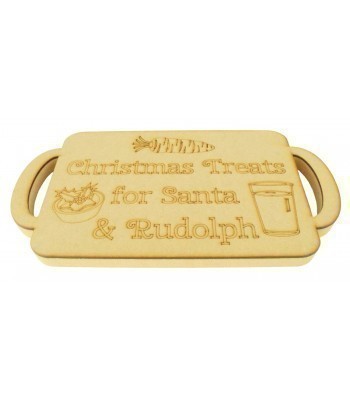 18mm Router Cut MDF 'Christmas Treats for Santa & Rudolph' Christmas Eve Tray with Laser Panel 